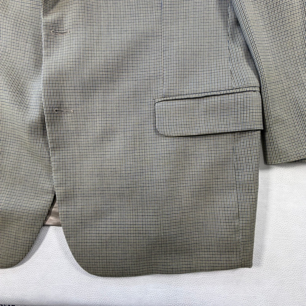 Brooks Brothers Mens 46R Blazer Made in Italy Worsted Wool Check Tan Sport Coat - Picture 15 of 16